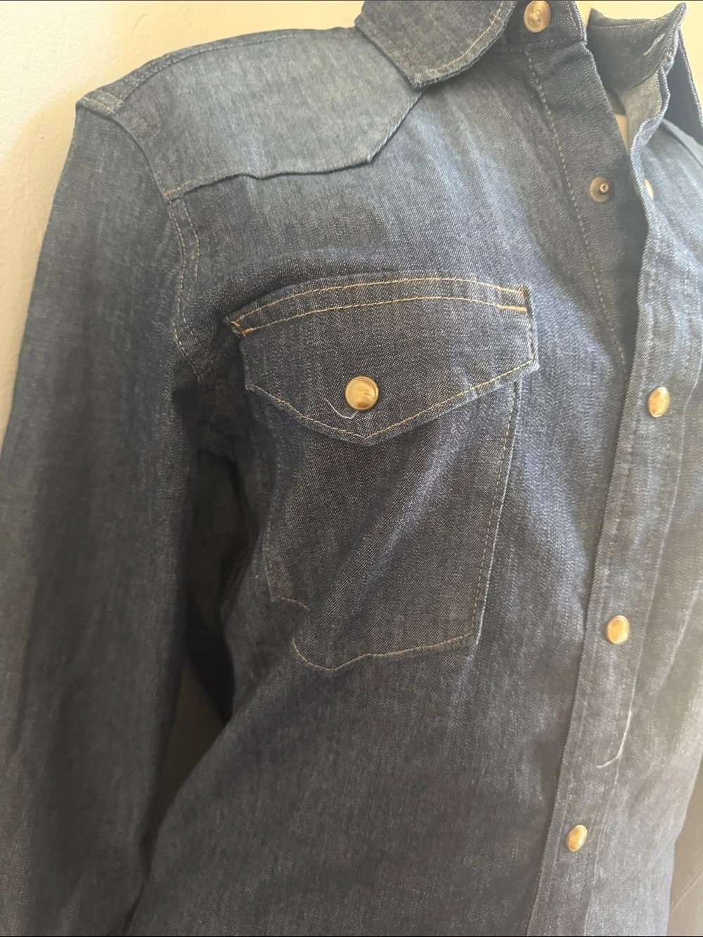 Wrangler blue fox motel western denim snap shirt women’s small